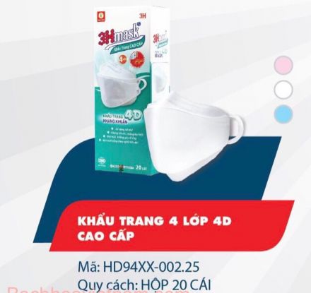 Khẩu trang kháng khuẩn cao cấp 4 lớp 3H mask 